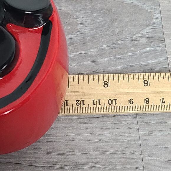 Mickey Minnie Mouse Kissing Heart Shaped Red Ceramic Coin Bank - Picture 8 of 9